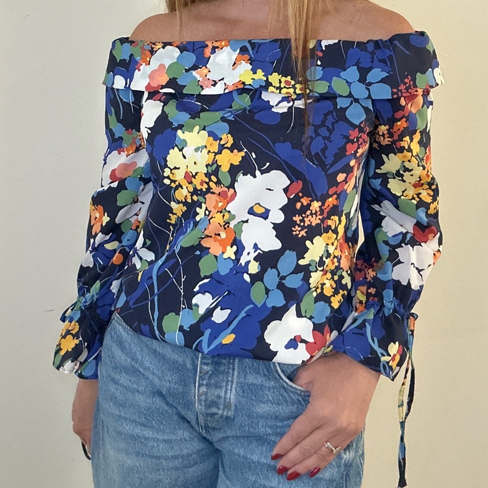 Vibrant Floral Off-Shoulder Blouse